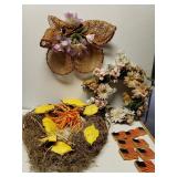 Assorted Wreaths & Plastic American Flags