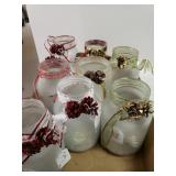 Assorted White Frosted Christmas Decorated Jars