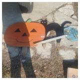 Pumpkin Shaped Lawn Stake, Black Cat Lawn Stake,
