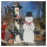 (2) Wooden Snowmen