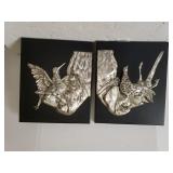 Silver Like Dog And Bird Wall Art