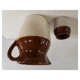 Brown Cream Stoneware Pitcher & Mini Crock Pot