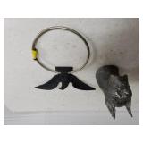 Silver Like Dog Statue & Cast Iron Eagle Wall