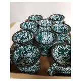 Green & White Enamelware Coffee Mugs