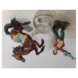 Porcelain Figures & Glass Bear Candy Jar