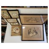 Tan Horse Drawings & Bird Cloth Pouch