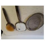 Vintage Hair Brush And Mirror & Plate