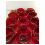 Red Glass Tea Candle Holders
