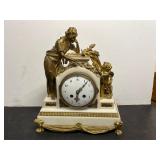 Antique French Marble Mantel Clock, Marked