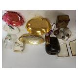 Assorted Ashtrays, Delaware Mug, Baby Shoes &