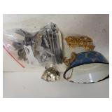 Assorted Flatware, Gold Railroad Clock,