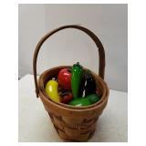 Basket With Glass Fruit & Vegetables