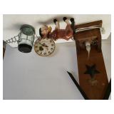 Wooden Light Up Display,  Rooster Clock, Horse