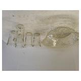 Beveled Glass Bowl & Juice Glasses