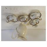 Lenox Glass Pitcher & Gold Rimmed Tea Cups &