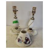 White Lamps(2) & Snowman Tea Candle Cover