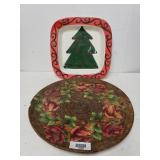 Ceramic Christmas Plate(made In Italy) & Wooden