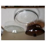 Brown Casserole Dish,  Glass Pie Plate, Glass