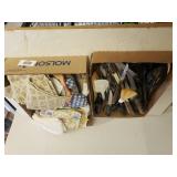 Assorted Knives & Utensils,  Tea Towels & Pot