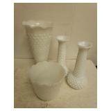 White Beveled Flower Vases