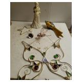 Bride Figure,  Wooden Bird & Assorted Decor