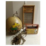 Vintage Washboard, Realistic Radio, Hanging Clown