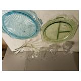 Assorted Glass - Serving Plates,  Bowl, Cruet