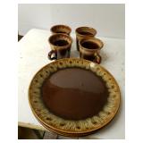 Brown Plates & Coffee Cups