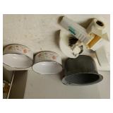 Hand Grater, Grey Pot, Flowered Casserole Bowls