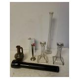 Assorted Flower Vases & Flashlight