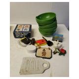 Green Cereal Bowls,  Home N Hearth Trivet(4) &