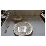 22 Karat Gold Cake Set With (6)Desert Glasses