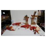 Wooden Reindeer Statues And (4) Flying Elf