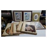 Cat Drawing, (3) Picture Frames, And Paintings Of