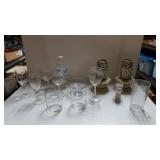 (3) Candle Stands And Assorted Drinkware
