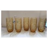 (5) Set Of Amber Glass Drinkware