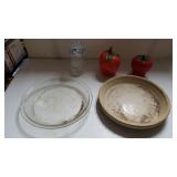 (2) Pie Dishes (One Glass, One Stone) And