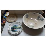 Large Bowl And (2) Decorative Plates