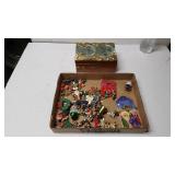 Holiday Costume Jewelry And Pins With Wooden