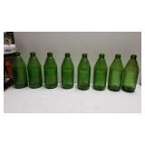 (8) Green Glass Bicentennial 7up Bottles