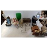 Wooden Cow Toys, Picture Holders, Green Glass