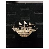 Vintage Victorian English Filigree Brooch Marked