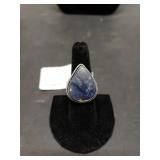 Large Sodalite Teardrop Ring - Marked 925 - Size