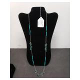 Vintage Natural Turquoise & Silver Tone Necklace