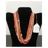 Ornate Multi-strand Coral & Shell Necklace