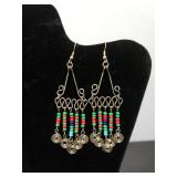 Vintage Handcrafted Seed Bead & Wire Earrings