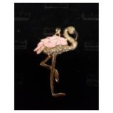 Unusual Vintage Flamingo Diamond & Enamel Pendant