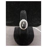 South Western Style Natural Onyx Ring Marked 925