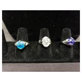 Lot Of 3 Murano Art Glass Rings