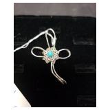 Sterling W/turquoise Pin Signed Wells